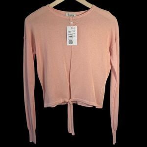 Trim & Tailor Peach Front Tie Long Sleeve Top Sz XS